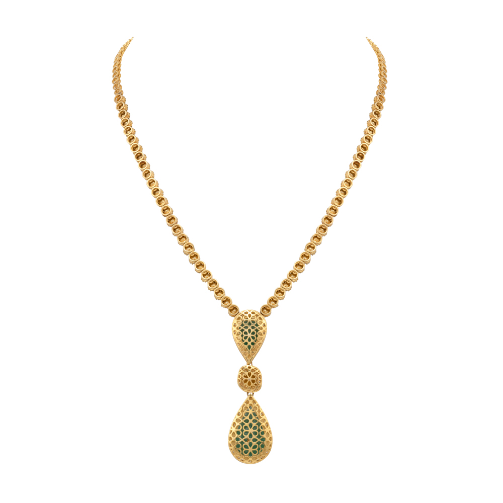 Claw-Set Emerald and Diamond Pendant Necklace